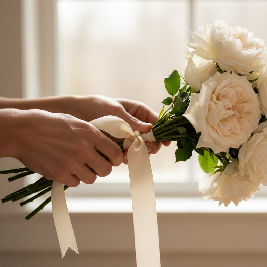 Wedding bouquet preparation process